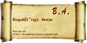 Bogdányi Anna névjegykártya